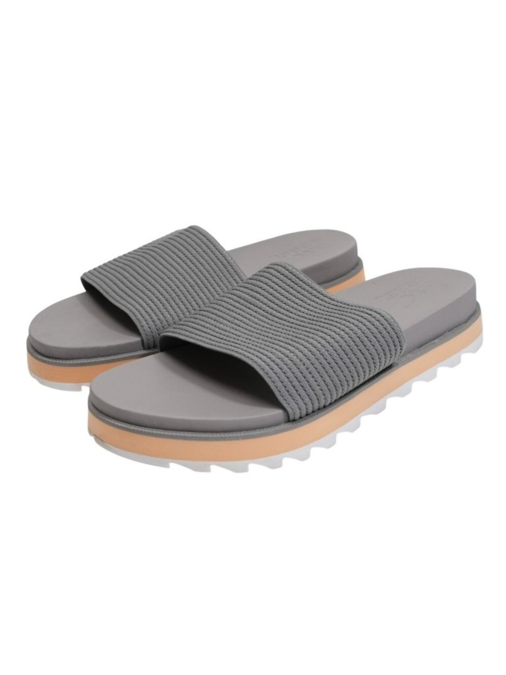 Sorel Roamina Easy Slide Platform Sandals Womens 9 Wide Gray Ribbed